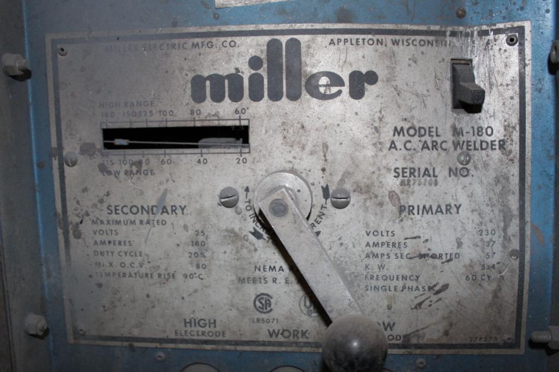 Miller AC Arc Welder Model M-180 - Image 5 of 6