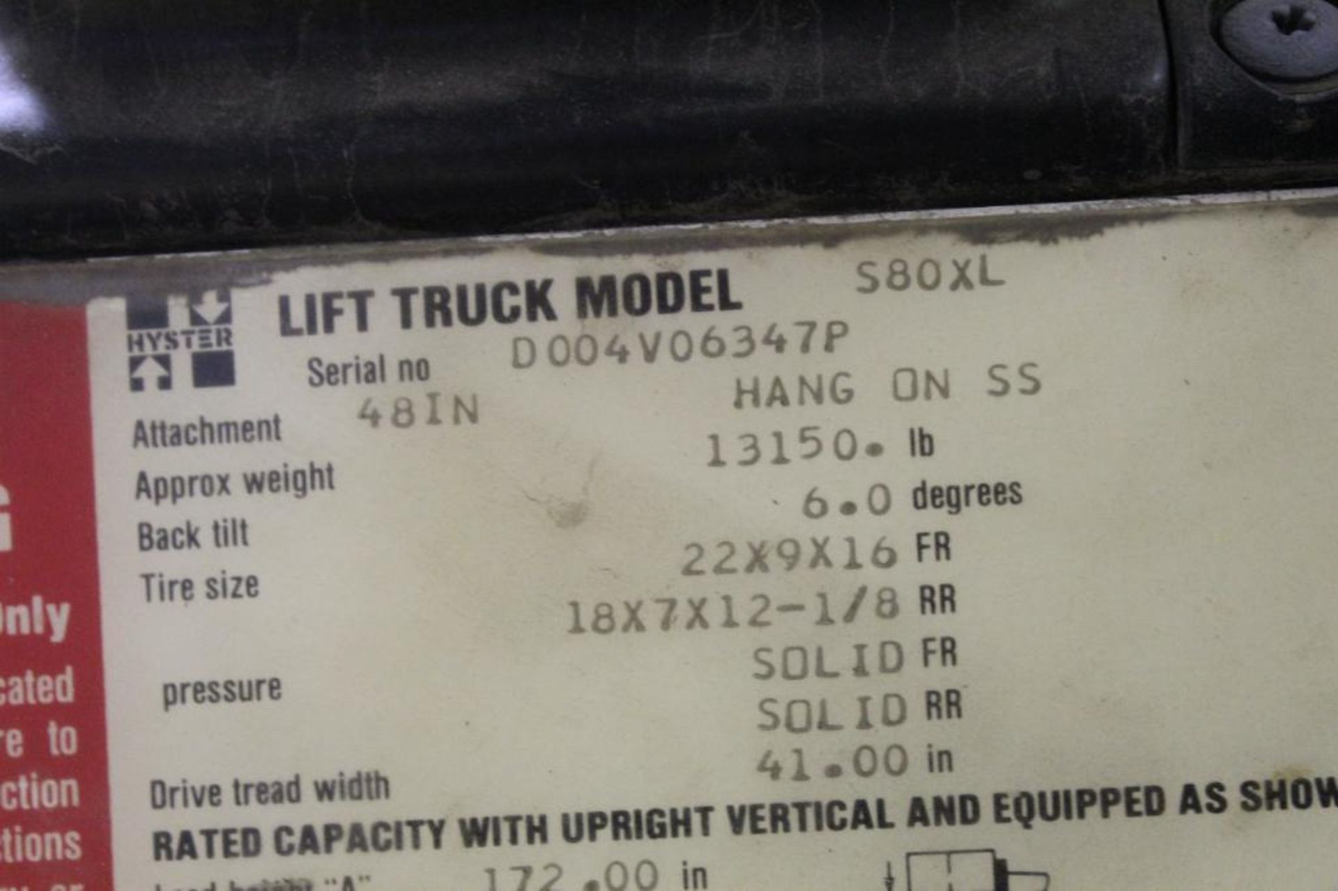 Hyster XL2 Forklift Model S80XL 8,000LB Capacity - Image 10 of 18