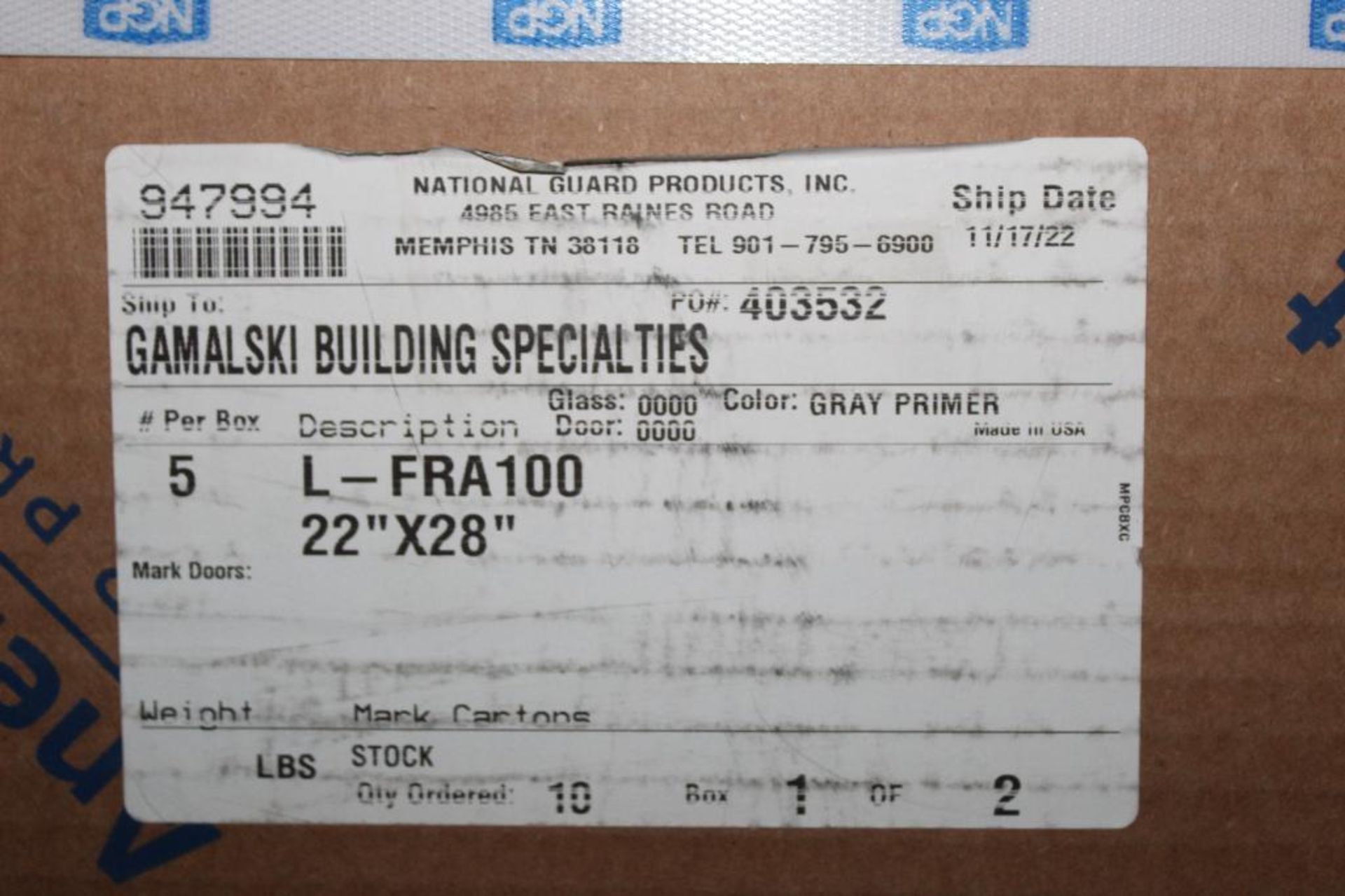 Lot of (10) 5"x20" and (10) 22"x28" Glass Frame Kits For Doors Model L-FRA-100 - Image 5 of 20