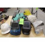 Lot of Assorted Welding Equipment to Include Welding Masks, Gloves, Jackets and Hardhats