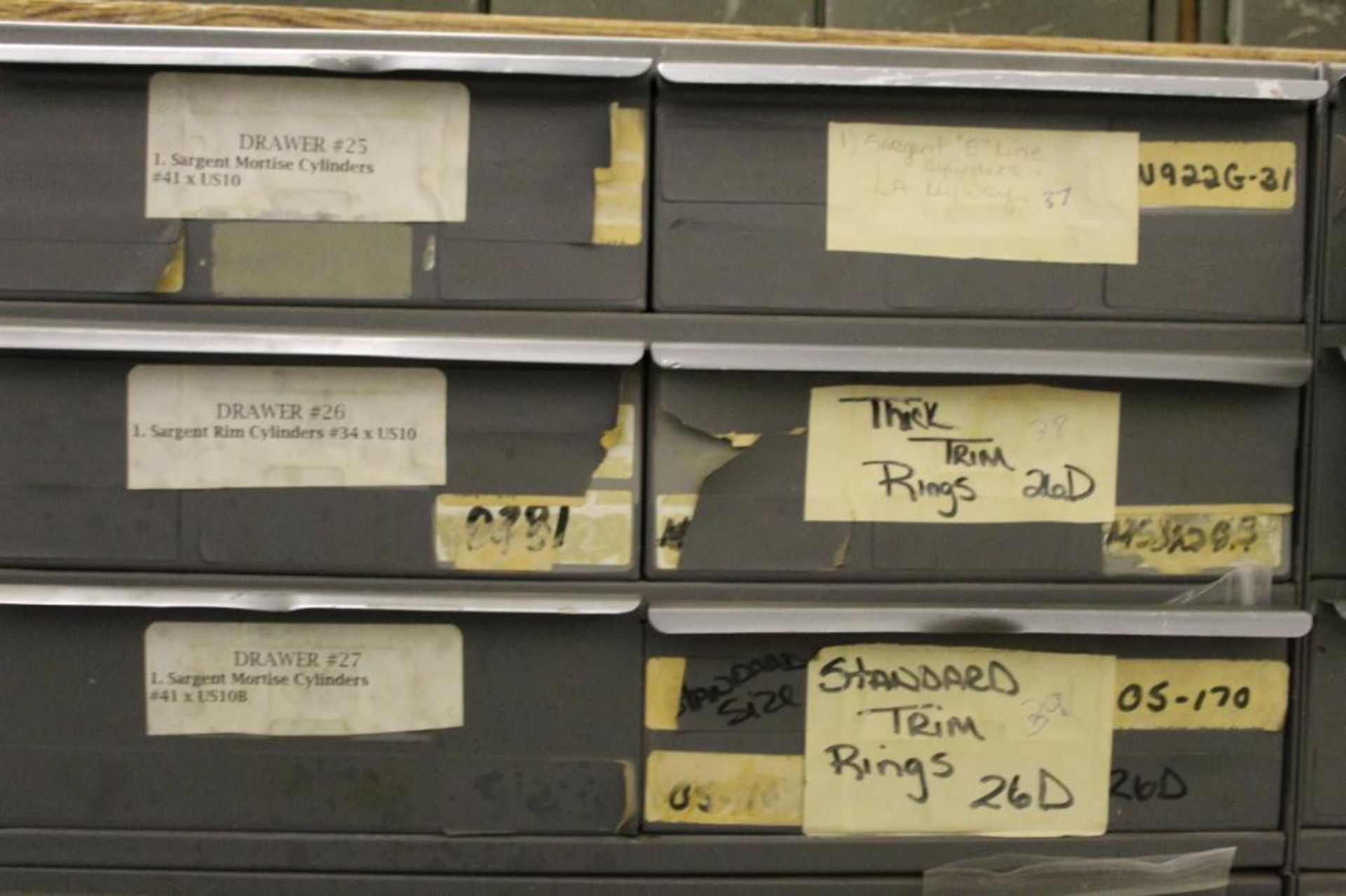 48-Drawer Organizer with Assorted Plugs, Cylinders, Mortise Cylinders, Cams and Shells. - Image 6 of 20