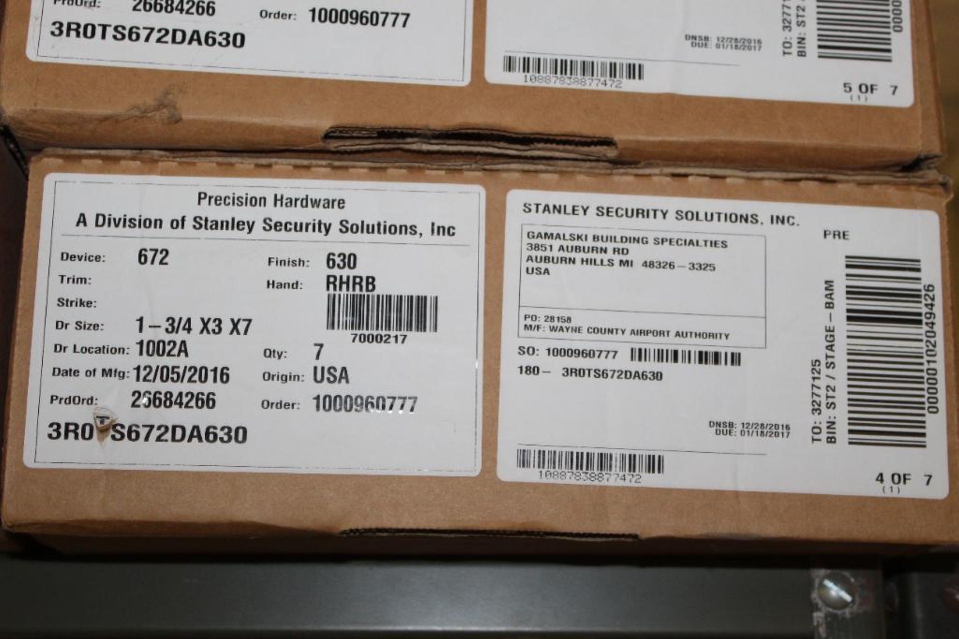 Lot of (7) Stanley Model 672 and Von Duprin Model 25RE428 Exit Devices - Image 3 of 11