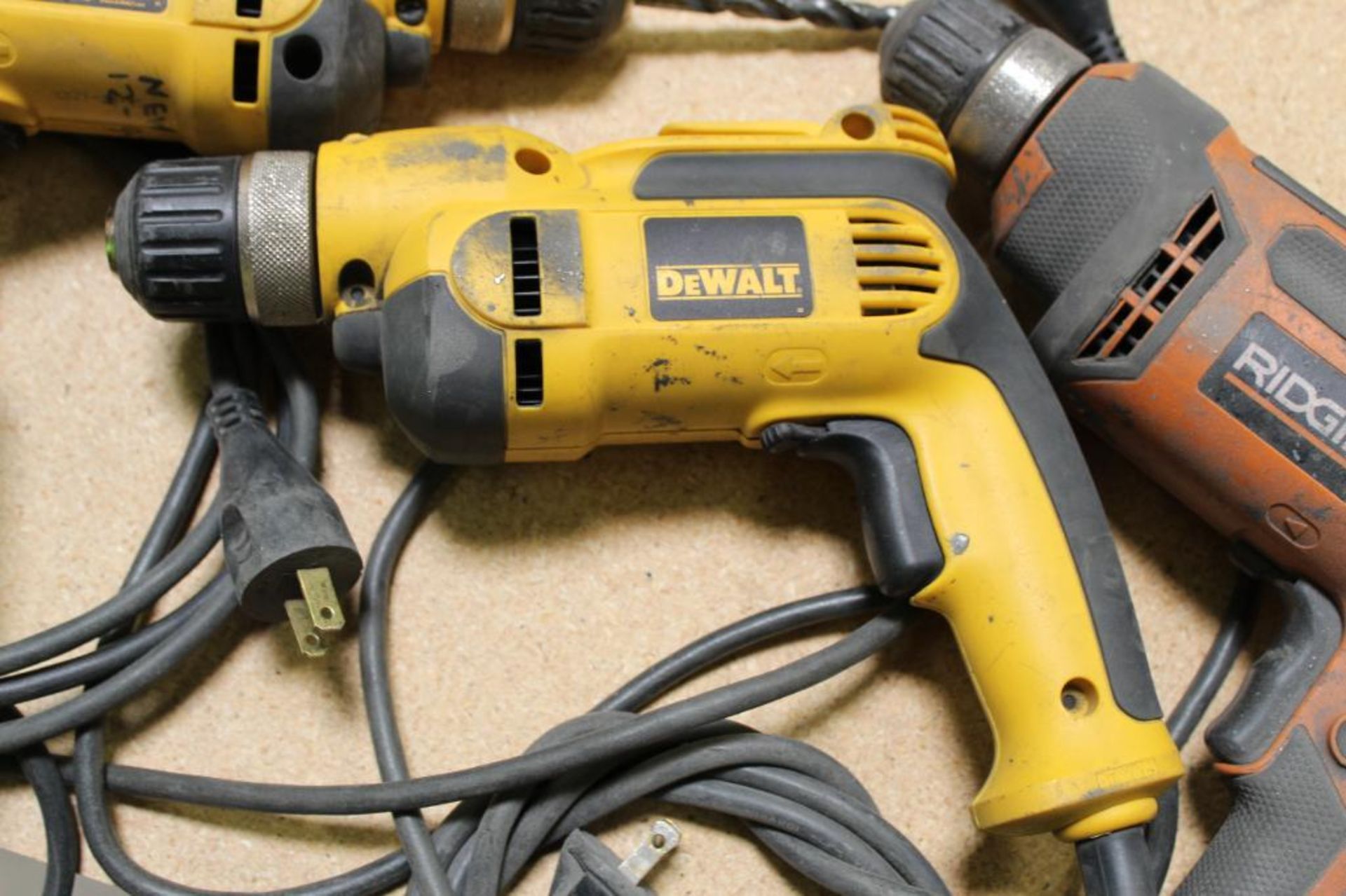 Lot of (2) DeWalt and (1) Ridgid Corded Drills - Image 3 of 5