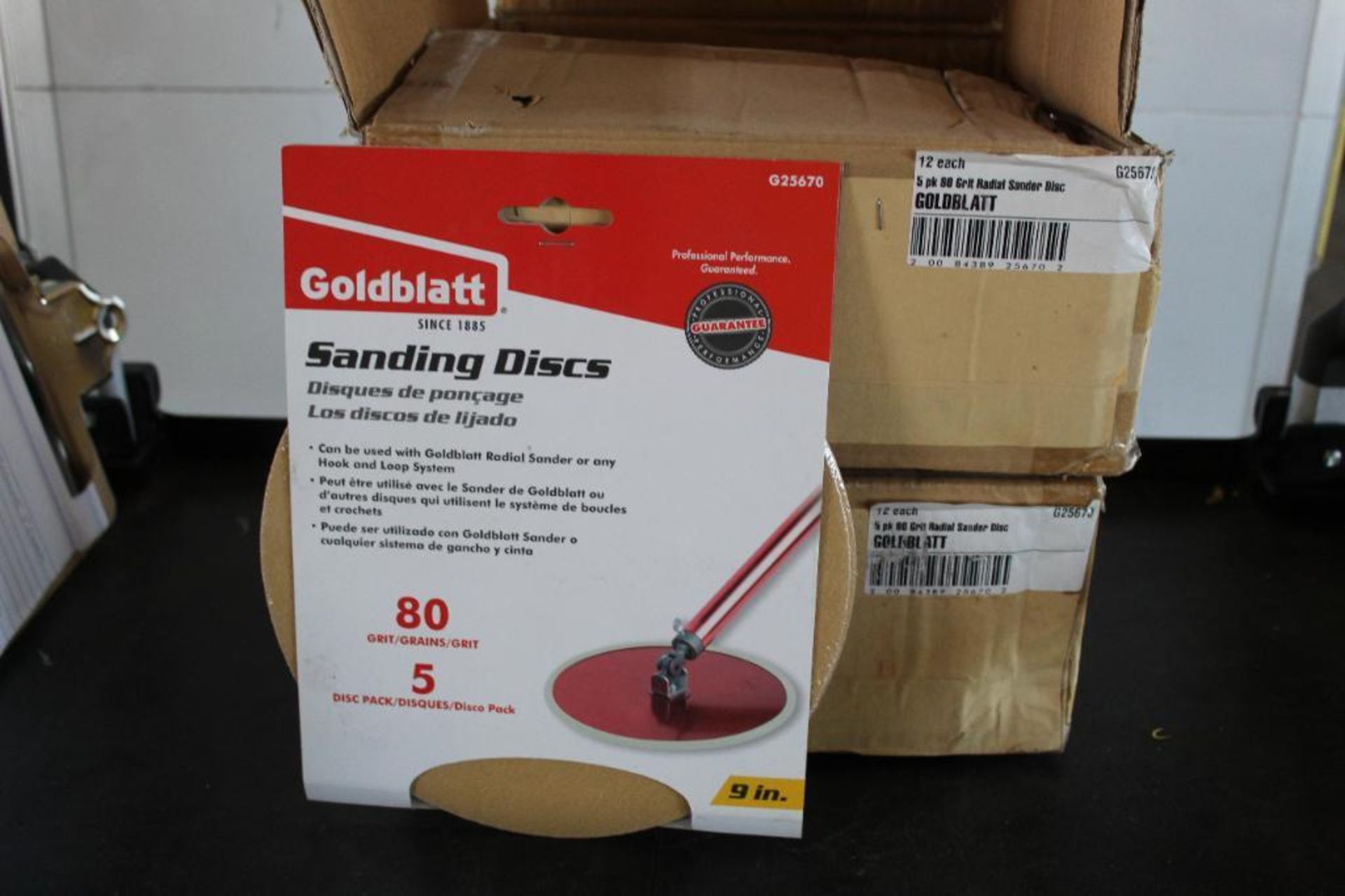 (2) Boxes (12 each) 5pack 80 Grit Goldblatt Radial Sander Disc 9in # G25670
