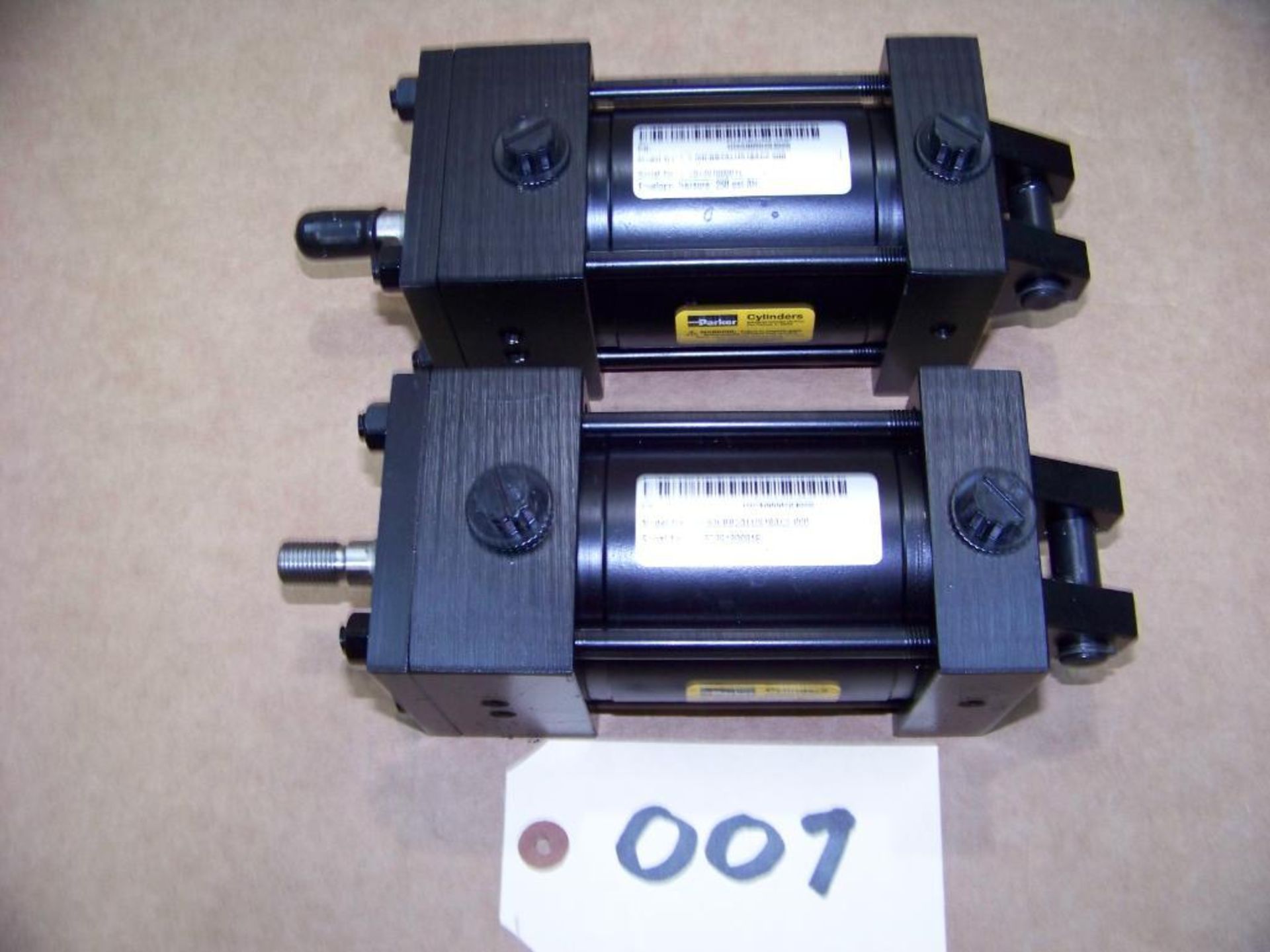 2 - PARKER HEAVY DUTY PNEUMATIC CYLINDERS, CUSHIONED AT BOTH ENDS, "NEW"