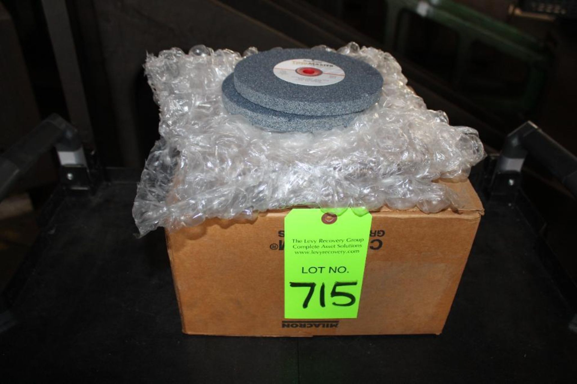 Lot of (12) Milacron Grinding Wheels PTS4033850D and (5) Milacron 8x1/2x1-1/4 Grinding Wheels Mh4043