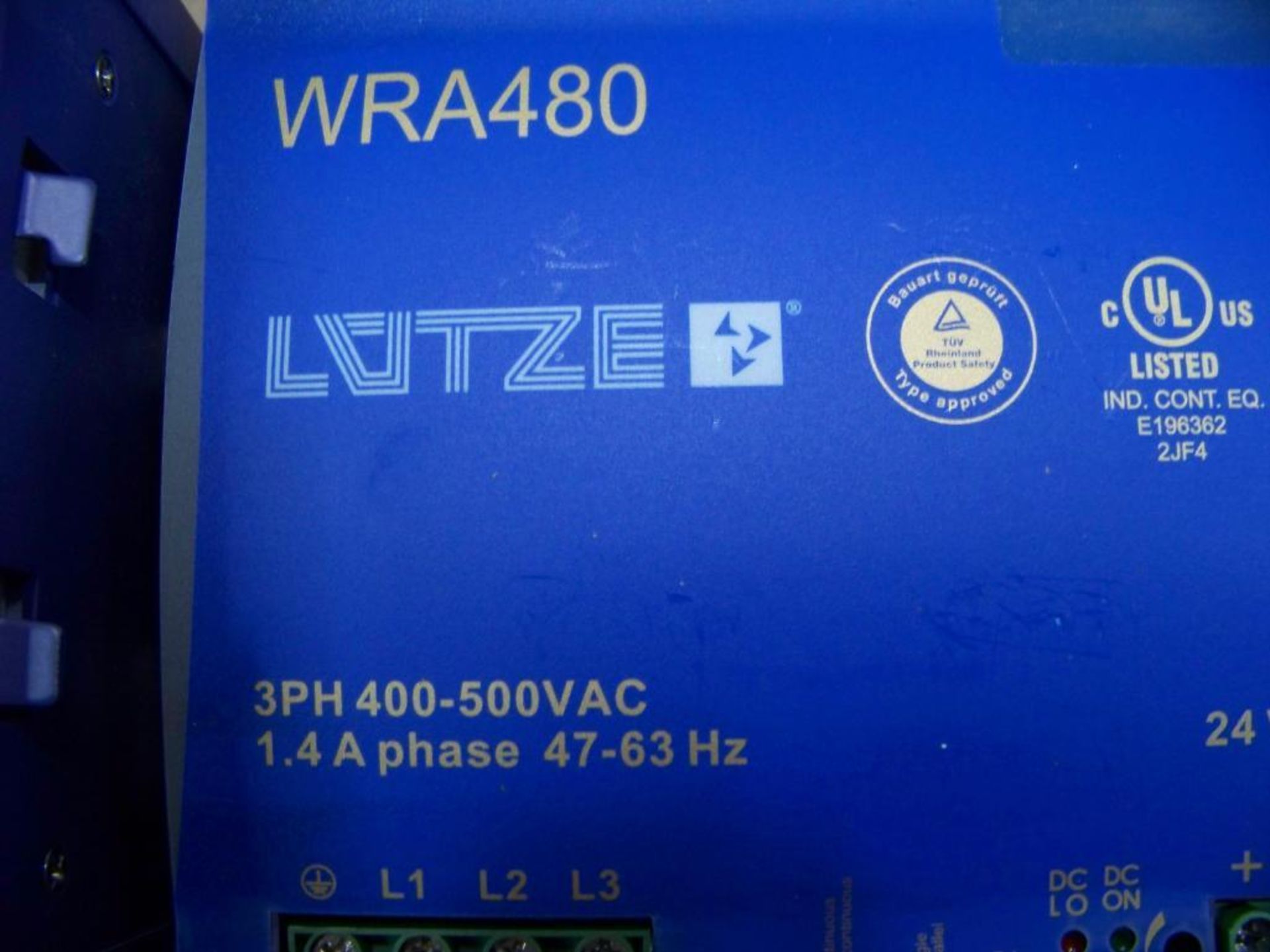 3 - LUTZE POWER SUPPLIES, 24 VDC OUTPUT, # WRA480-24 - Image 3 of 3