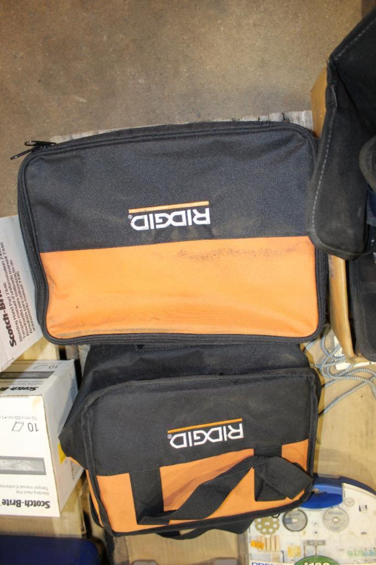 Lot of Ridgid Canvas Bags/Assorted Tool Holders, DeWalt Hardcase with (2) Battery Chargers, Ridgid A - Image 4 of 13