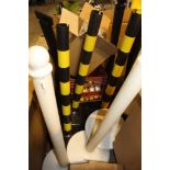 Lot of Assorted Cordoned Posts With Assorted Chains