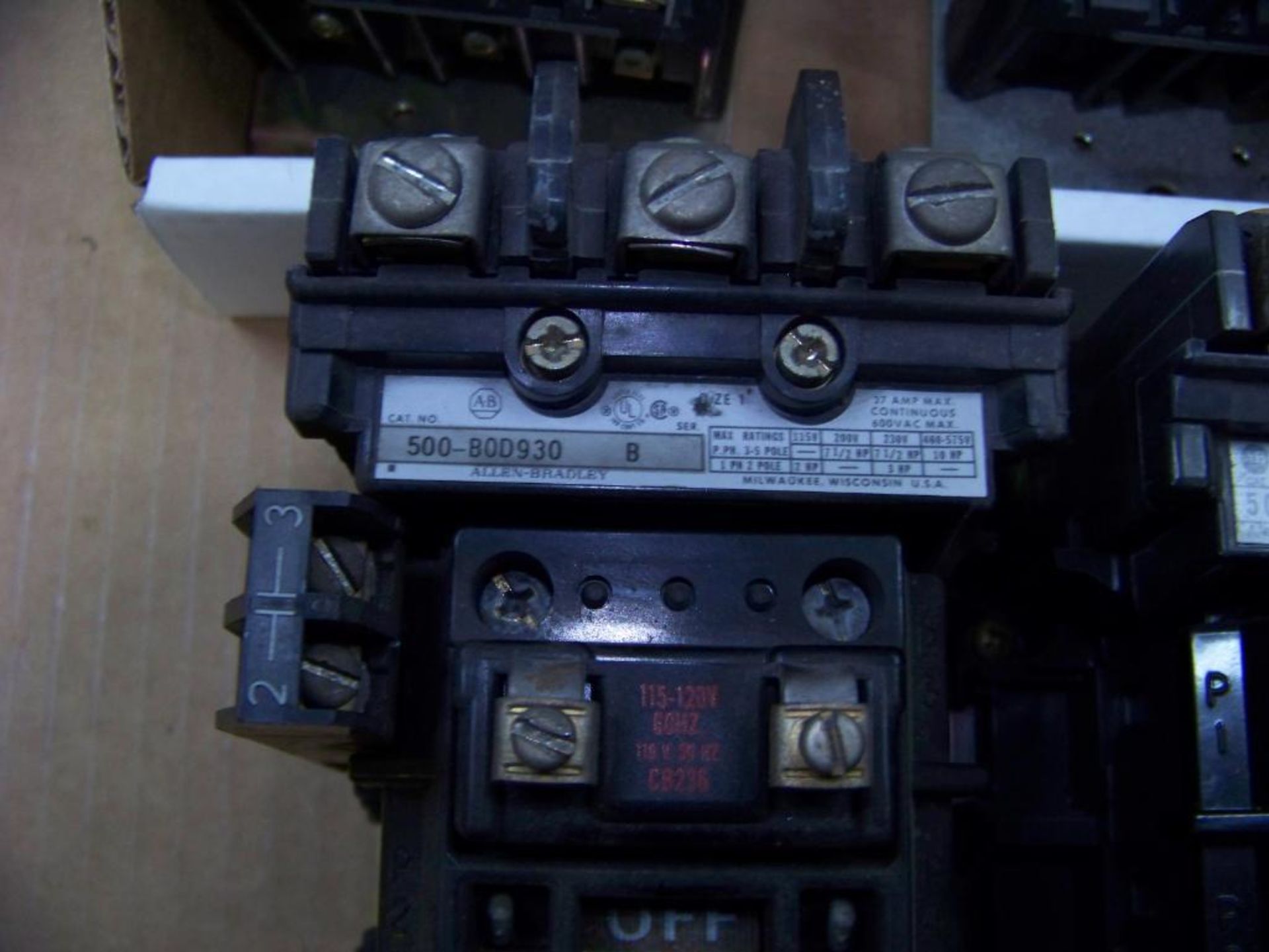 6 - ALLEN BRADLEY FEED THROUGH CONTACTORS, # 500F SERIES - Image 2 of 5