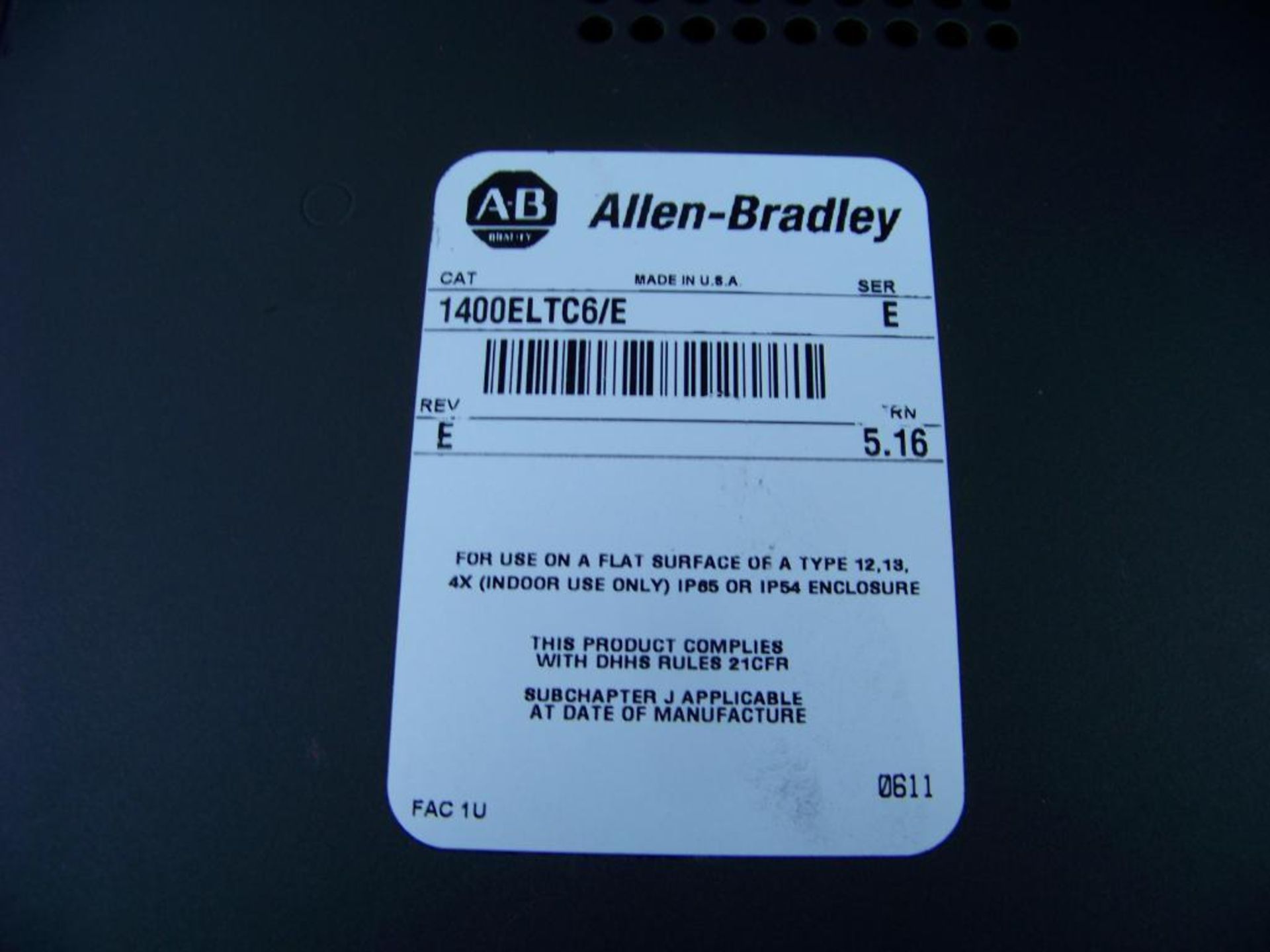 ALLEN BRADLEY PANELVIEW 1400, # 1400ELTC6/E - Image 3 of 4