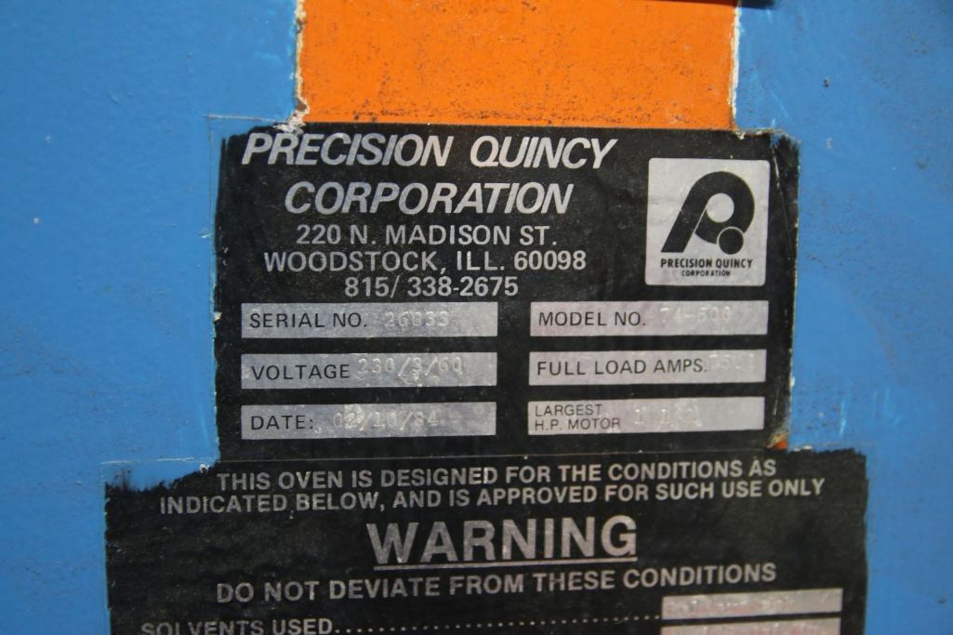 Precision Quincy 74-500 Walk In Truck Oven - Image 6 of 6