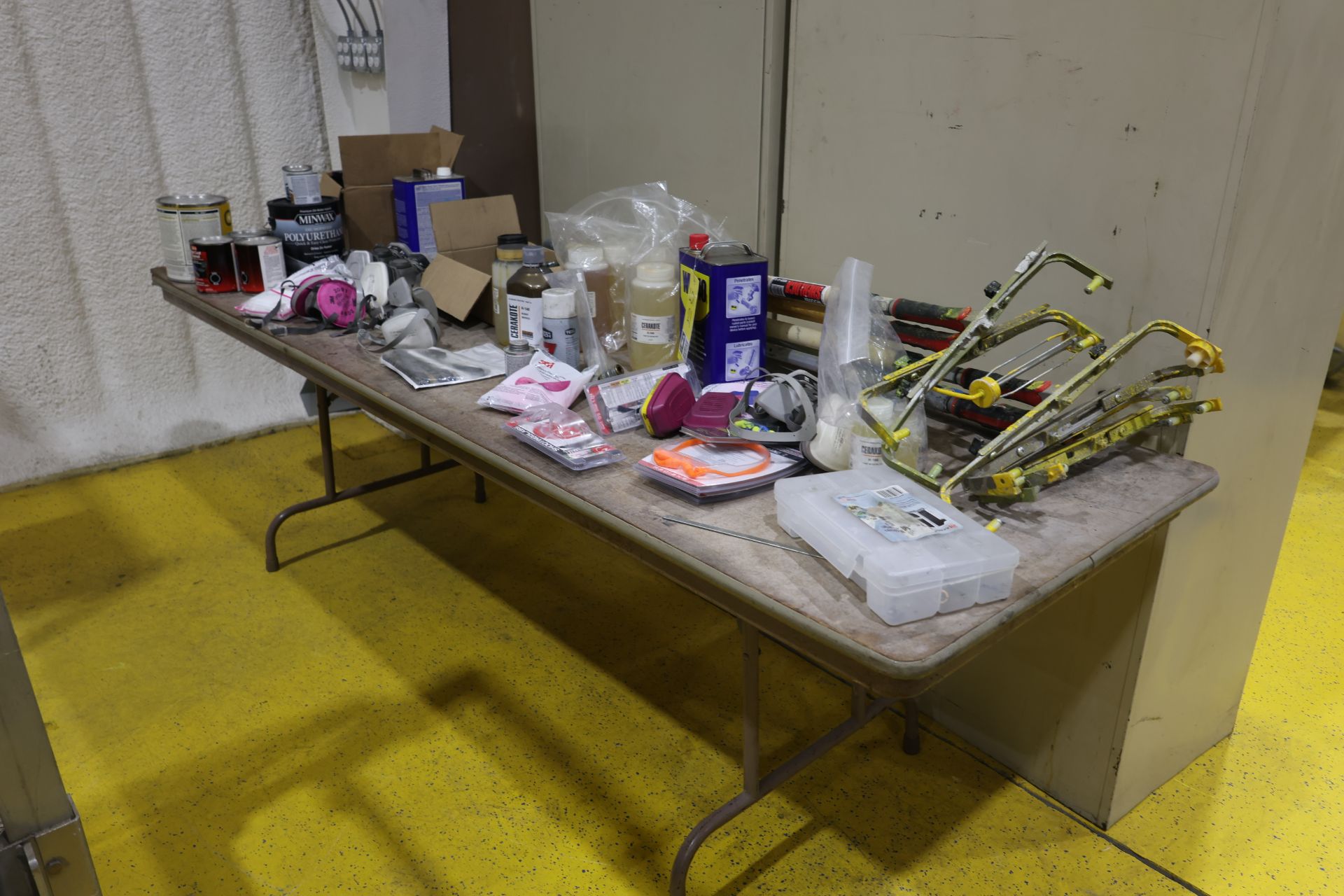 Table with Paint Supplies and Etc