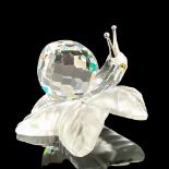 Swarovski Silver Crystal Figurine, Snail on Frosted Leaf