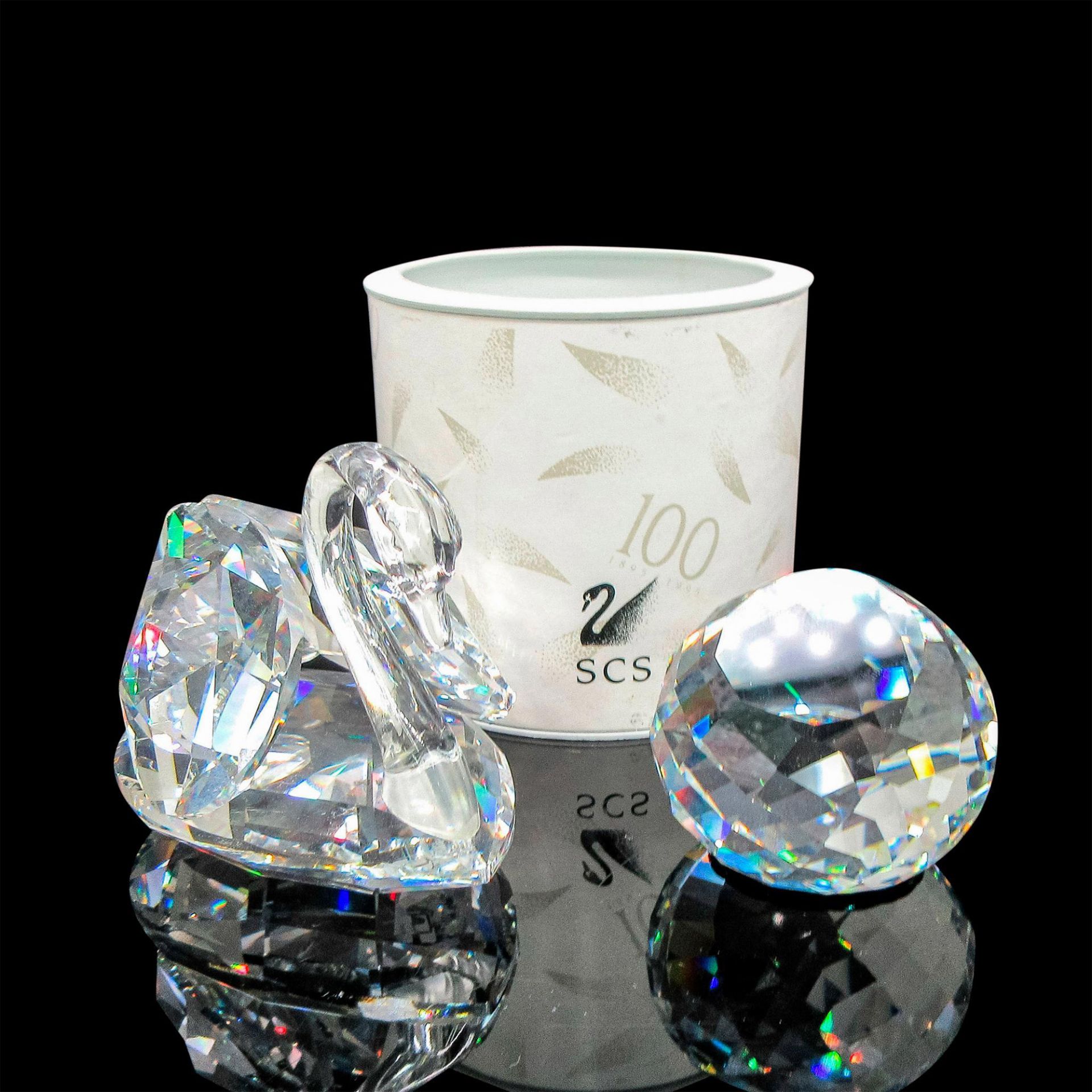 2pc Swarovski Crystal Large Swan Figurine and Paperweight - Image 4 of 4