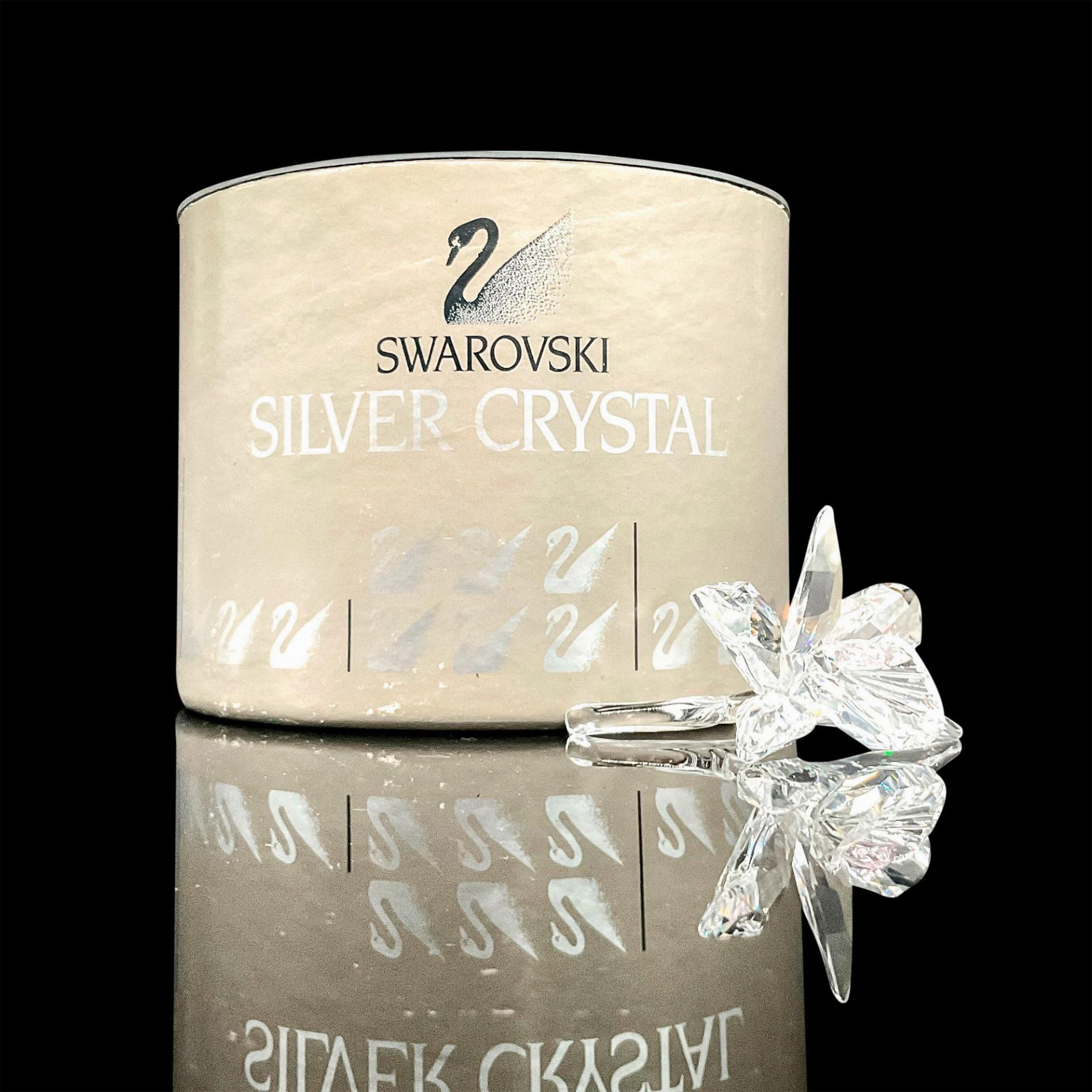 Swarovski Silver Crystal Figurine, Pink Orchid - Image 2 of 6