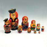 2pc Russian Lacquered Nesting Dolls, Clowns