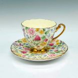 2pc Shelley Bone China Teacup and Saucer, Country Side