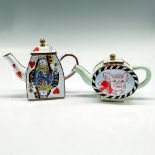2pc Enameled Miniature Figurines, Royal Cards + Pig Teapots