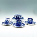 8pc Vintage Blue and White Porcelain Cups and Saucers