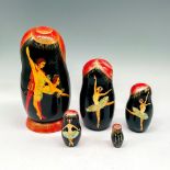 Vintage Russian Lacquered Hand Painted Nesting Dolls, Ballet