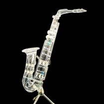 Swarovski Silver Crystal Figurine, Saxophone