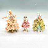 3pc Dresden Porcelain Lace Figurines, Elegant Ladies