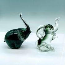 2pc Art Glass Elephant Figurines