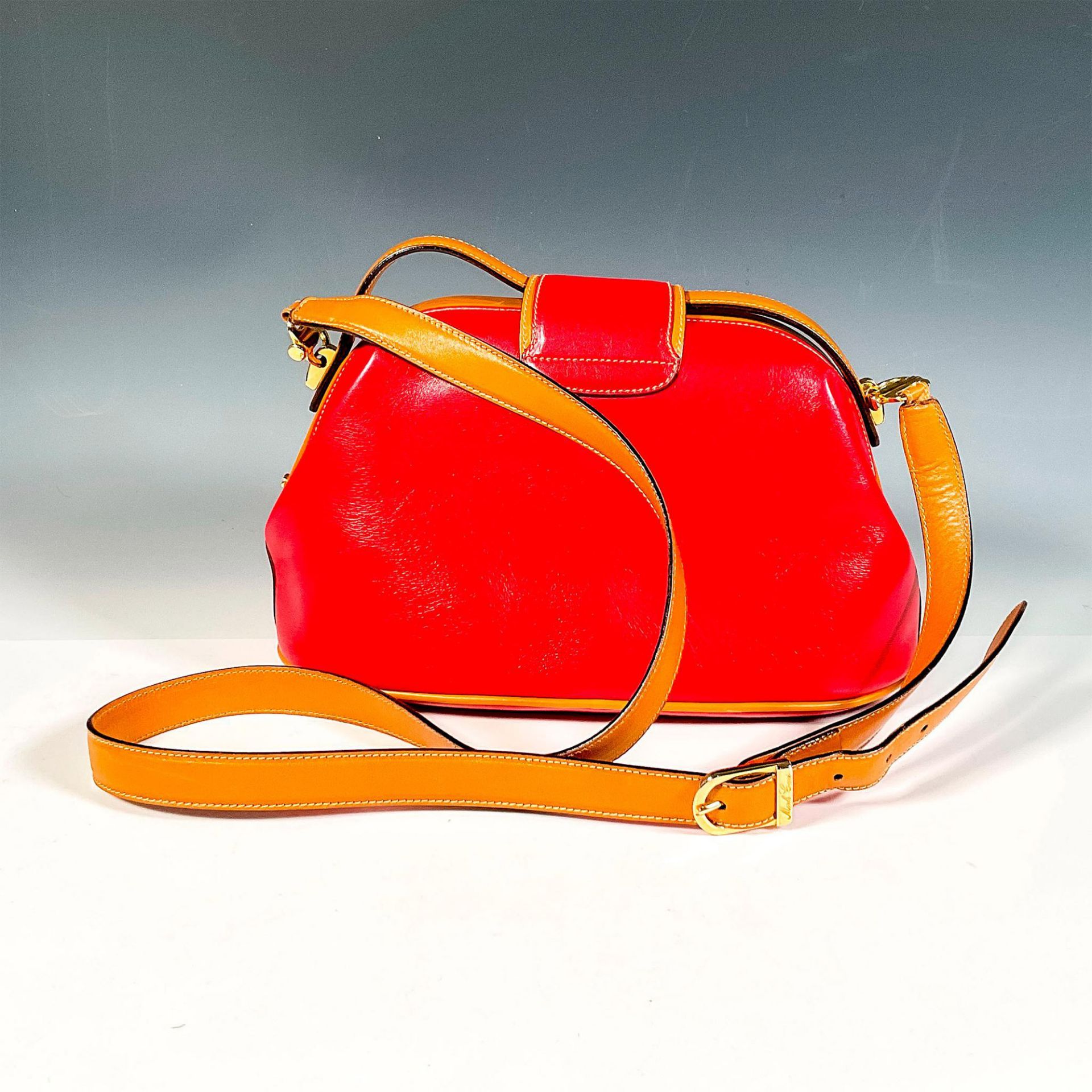 Mark Cross Red and Tan Leather Handbag - Bild 2 aus 6
