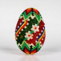 Vintage Bead Covered Egg Figurine