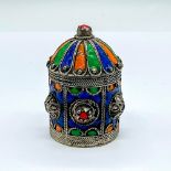 Vintage Moroccan Metal Enamel Decorative Box