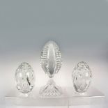 3pc Vintage Crystal Art Glass Egg Paperweights and Figure