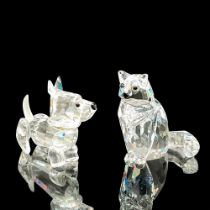 2pc Swarovski Crystal Figurines Cat and Scottish Terrier