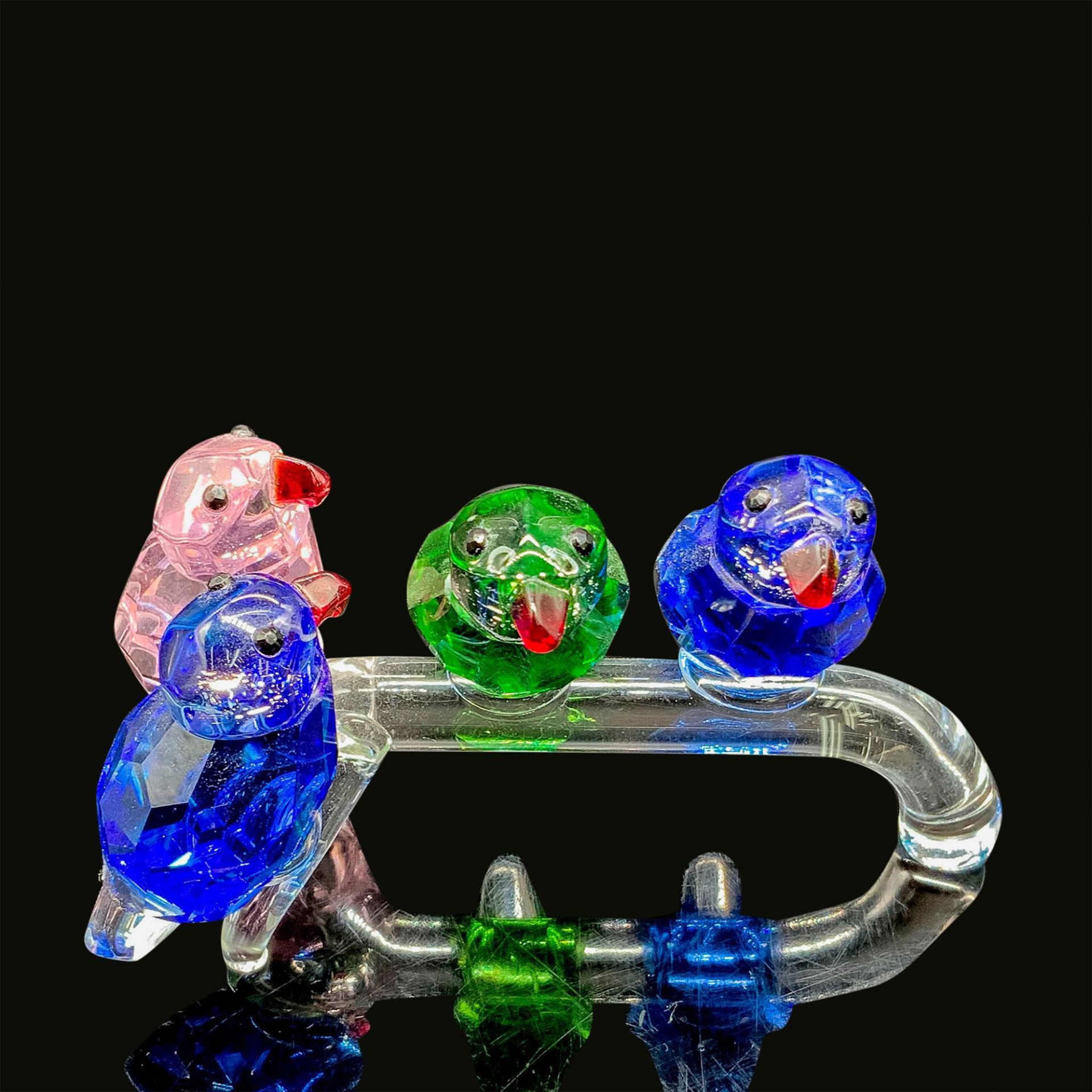 Adorable Colorful Glass Birds On a Branch Figurine