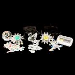 8pc Swarovski Crystal Figurine Grouping Swan, Flowers, Charms