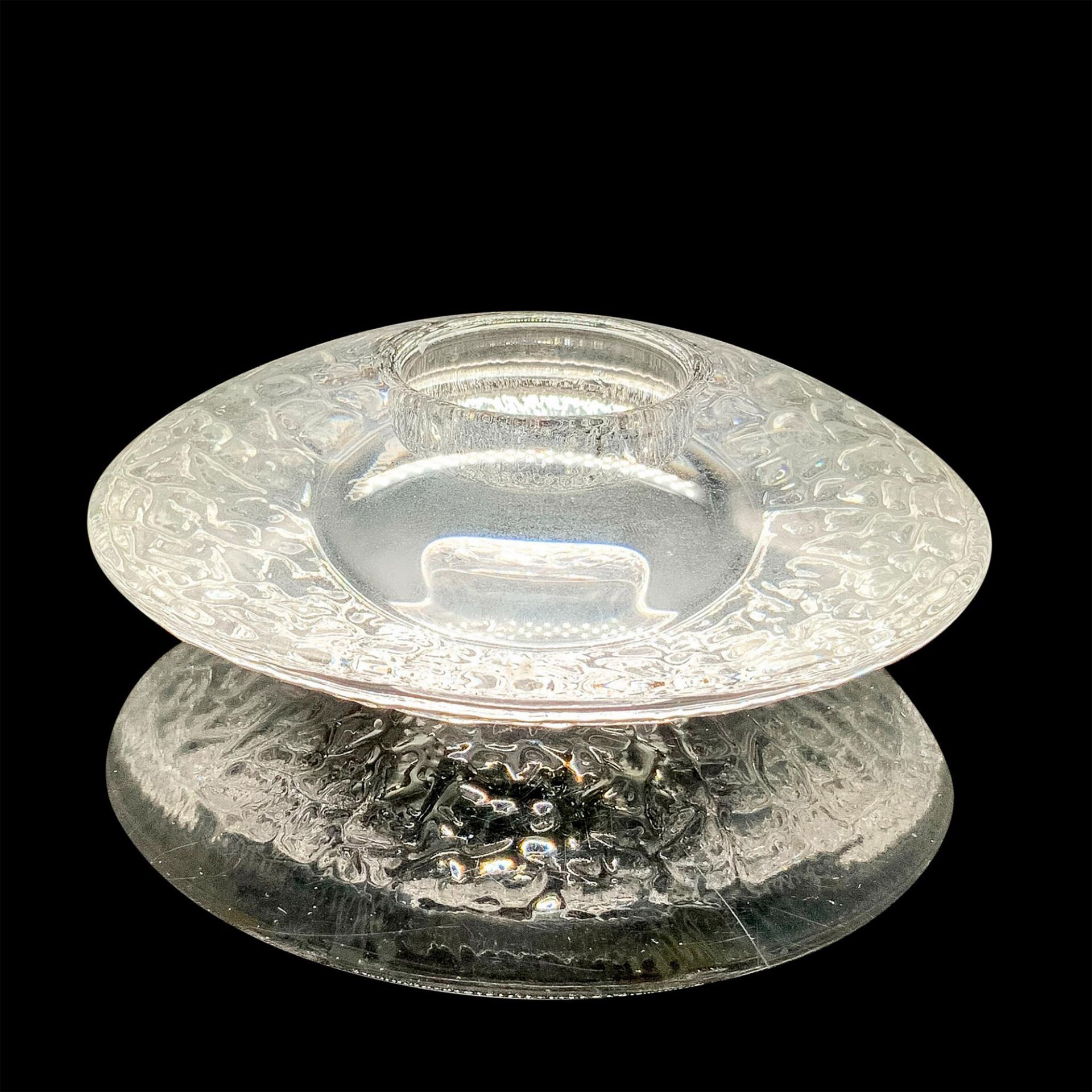 Orrefors Textured Crystal Discus Votive Candle Holder - Image 2 of 3