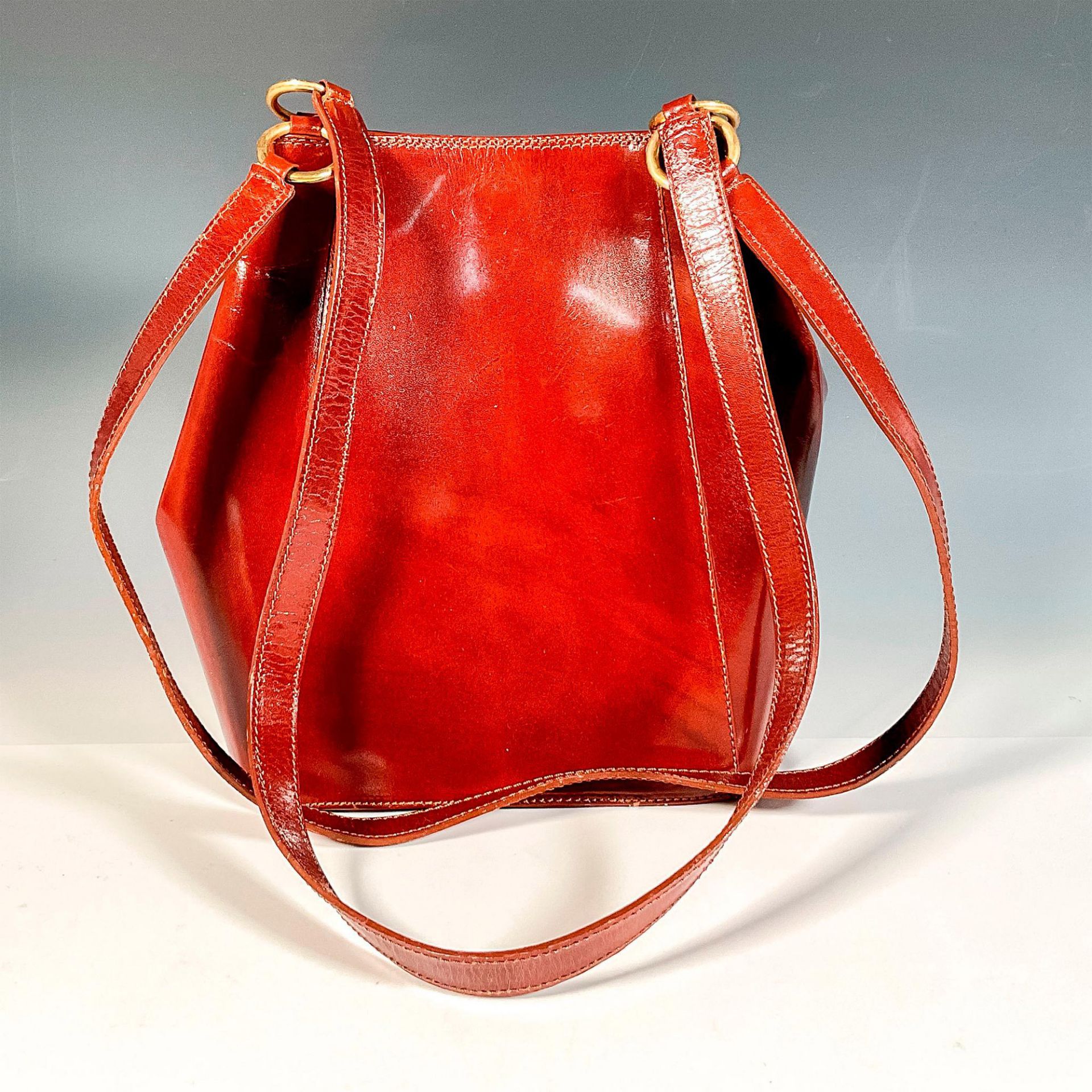 Italian Brown Leather Handbag, Equestrian Design - Image 2 of 5