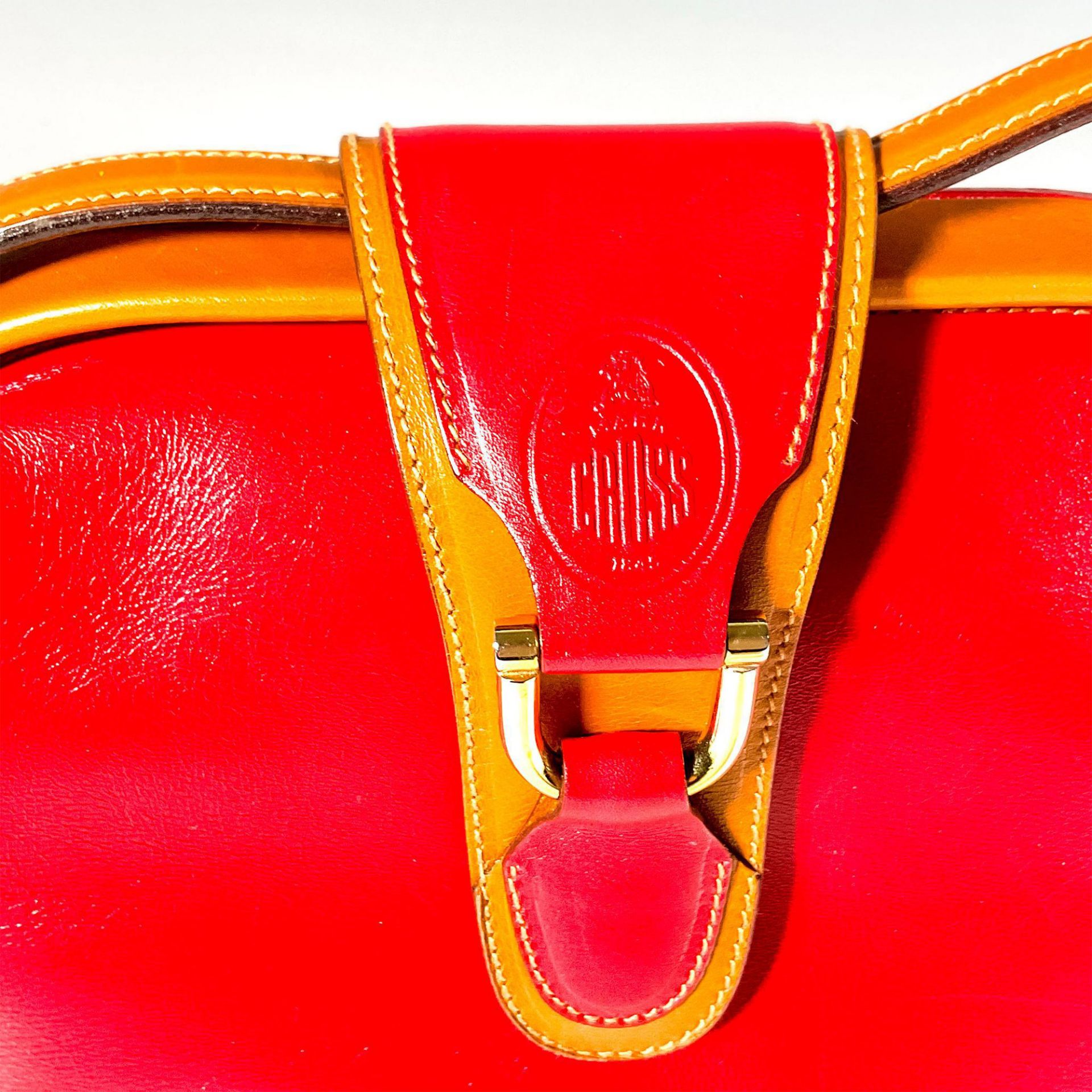 Mark Cross Red and Tan Leather Handbag - Bild 4 aus 6