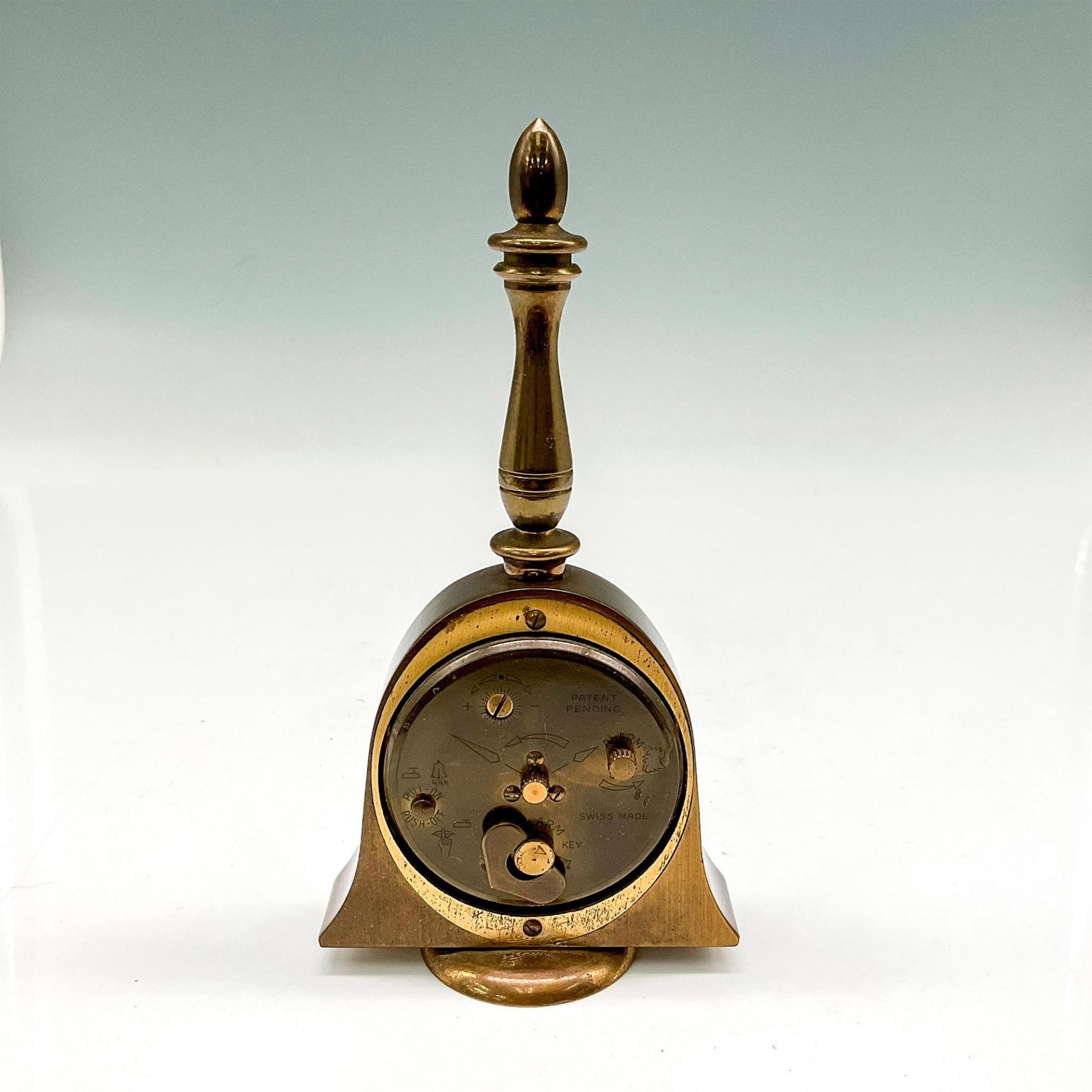 Vintage Swiza Sheffield Brass Bell Alarm Clock - Bild 3 aus 4