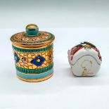 2pc Vintage Italian Pottery Decorative Gilded Boxes