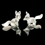 2pc Swarovski Crystal Figurines Mini Foxes