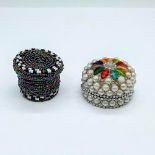 2pc Vintage Tiny Hand Made Beaded Decorative Boxes