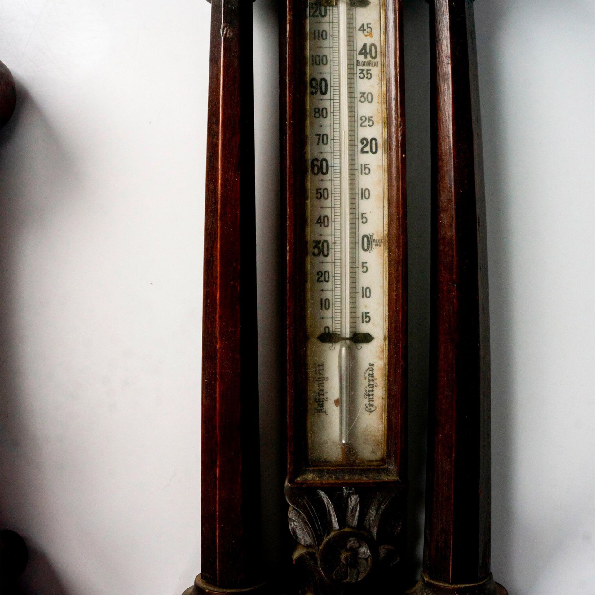 2pc Antique Aneroid Barometers and Thermometer - Image 4 of 5