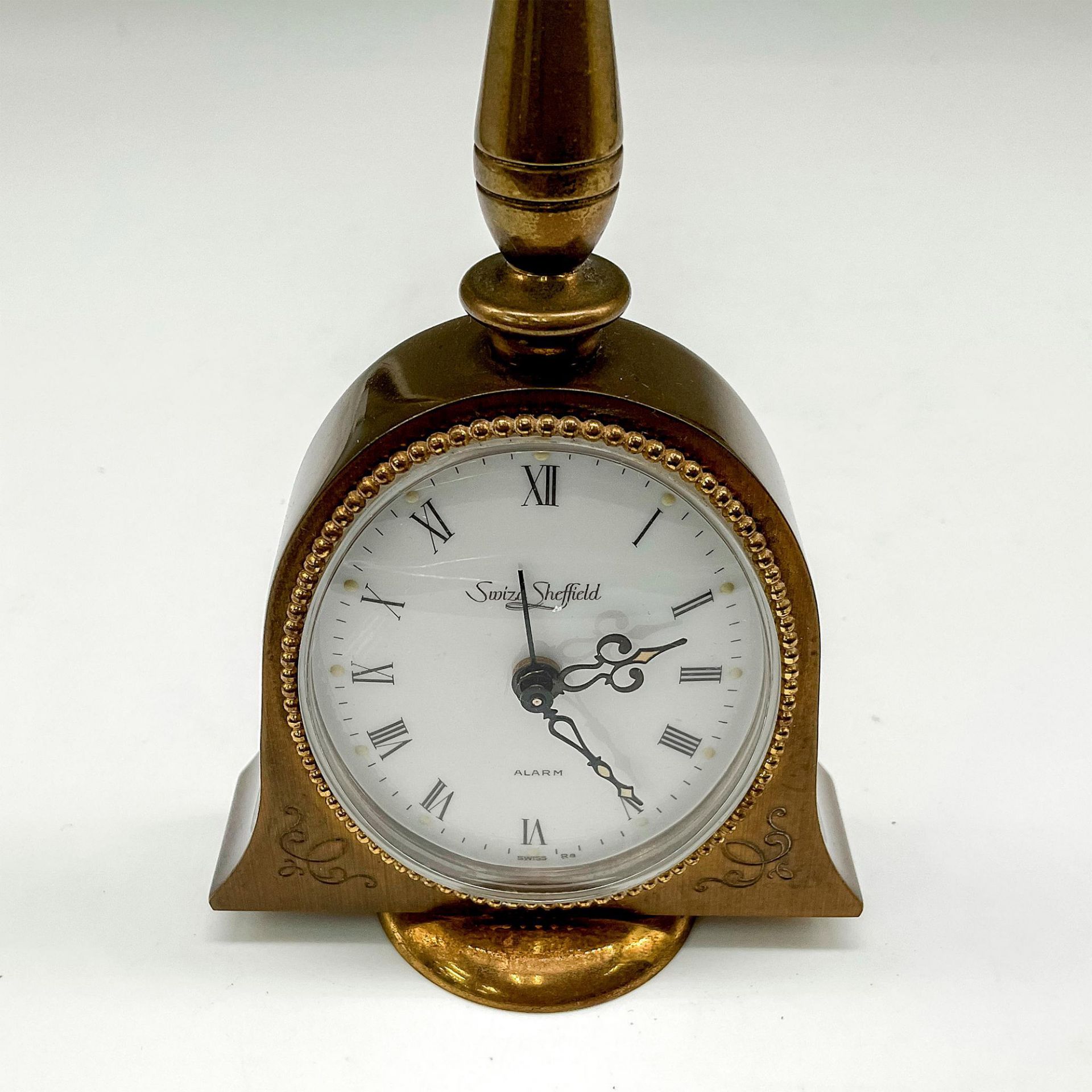 Vintage Swiza Sheffield Brass Bell Alarm Clock - Bild 4 aus 4