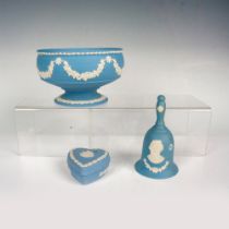 3pc Wedgwood Blue Jasperware Collectibles