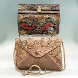 2pc Finesse La Model Snakeskin Handbags, Taupe and Multi-Color