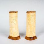 Pair of Carved Bone Salt and Pepper Shakers