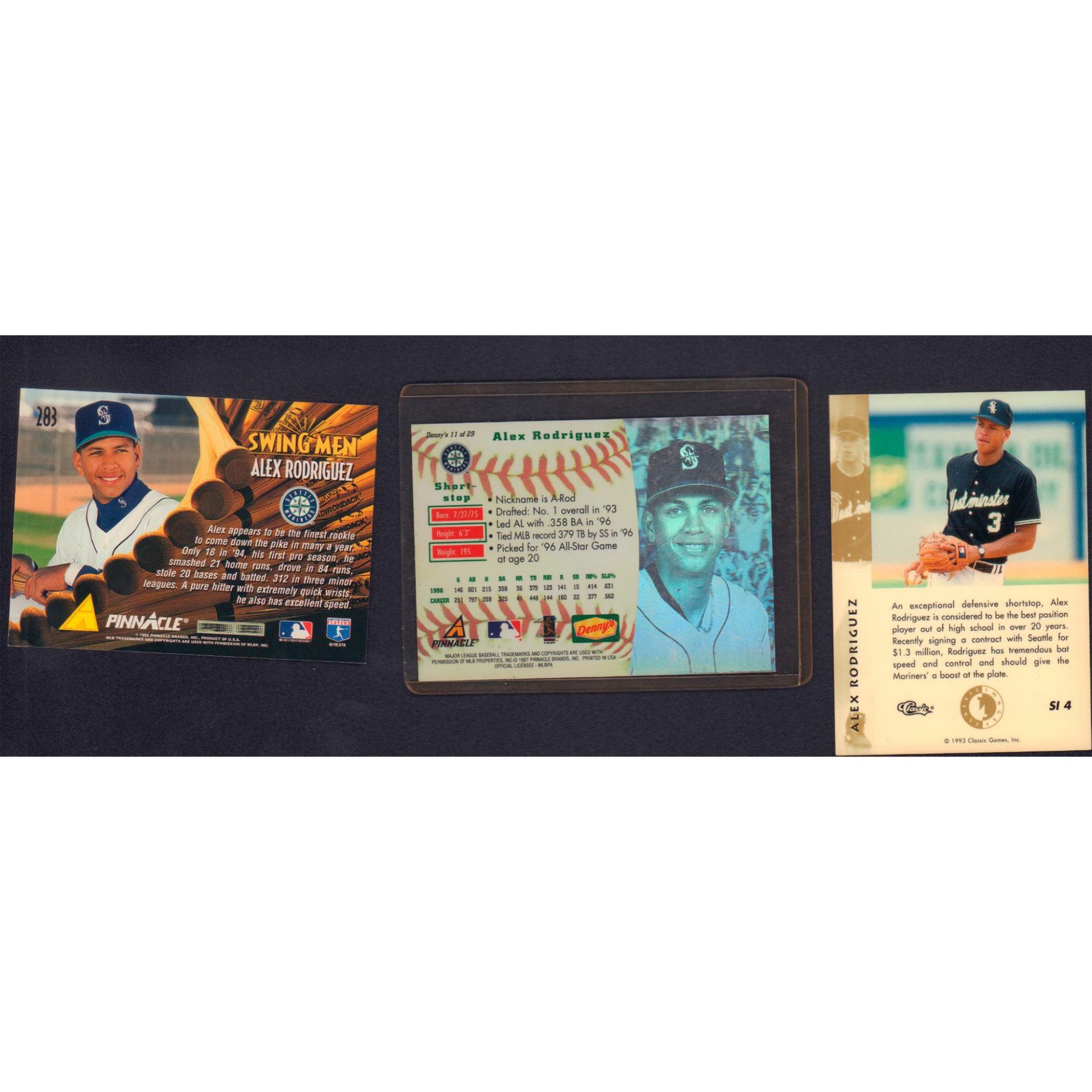 3pc Set of 1990's Baseball Trading Cards - Bild 2 aus 2