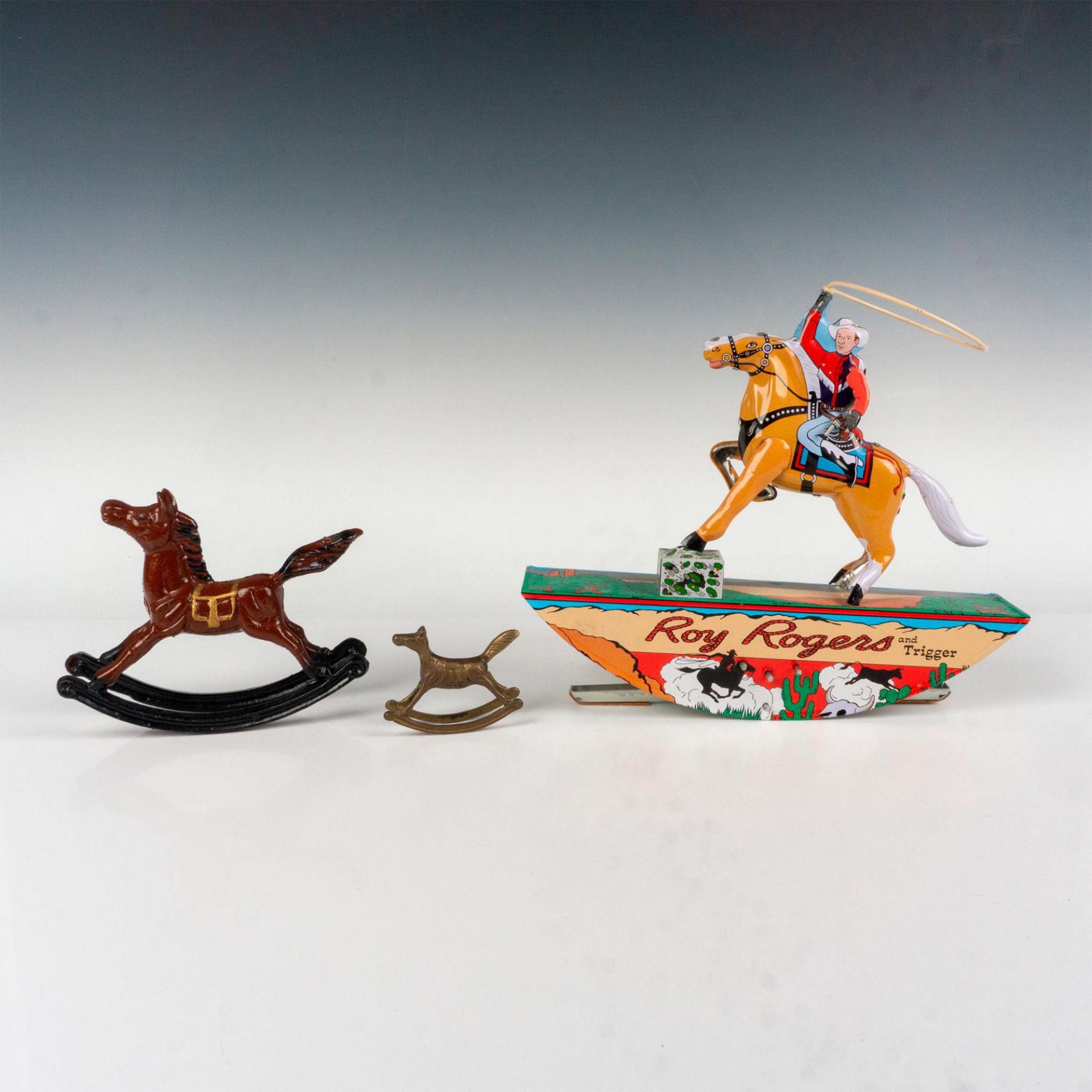 3pc Toy Horses, Roy Rogers w/Trigger & 2 Rocking Horses