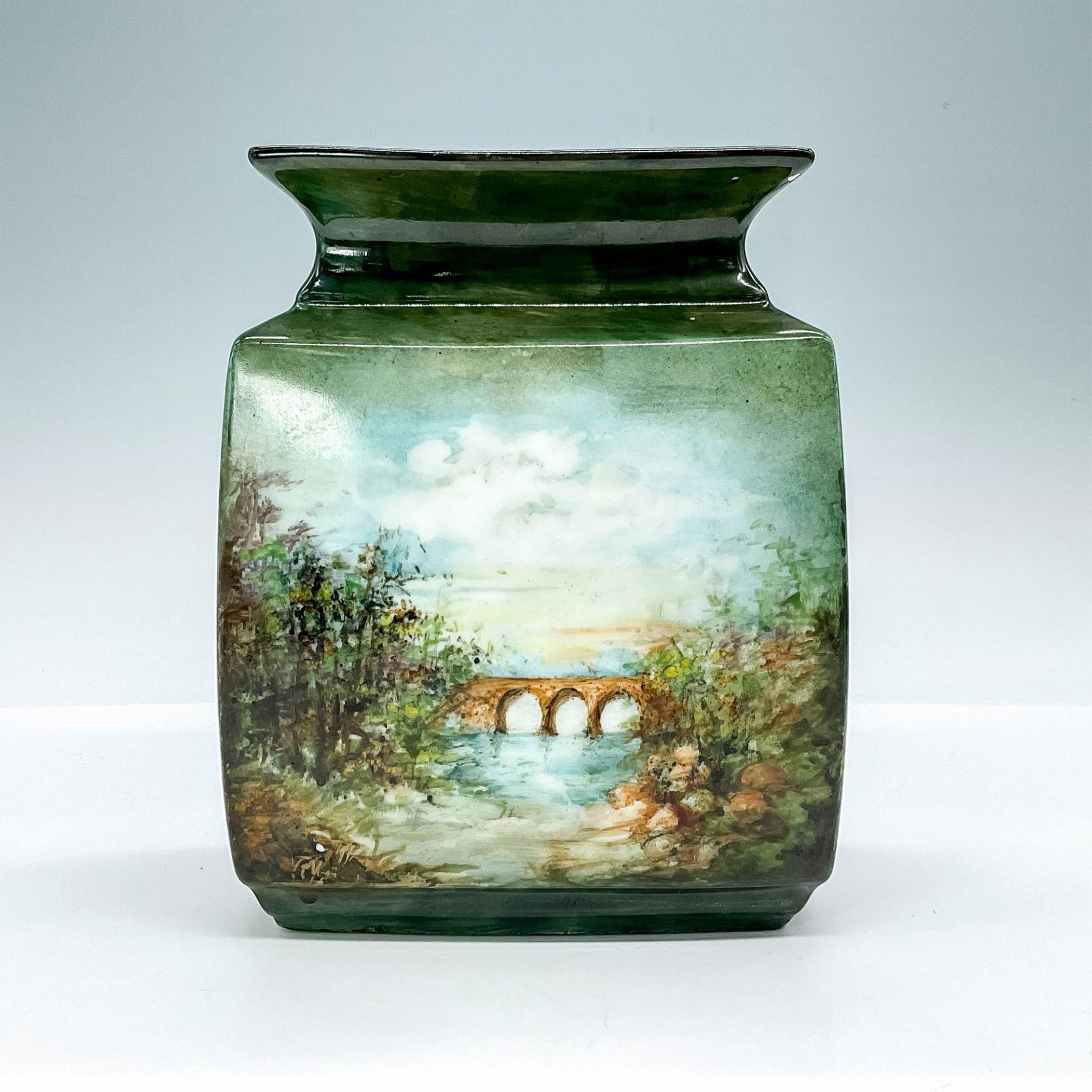 PA Arzberg Bavaria Porcelain Square Vase, Floral & Landscape - Image 2 of 3